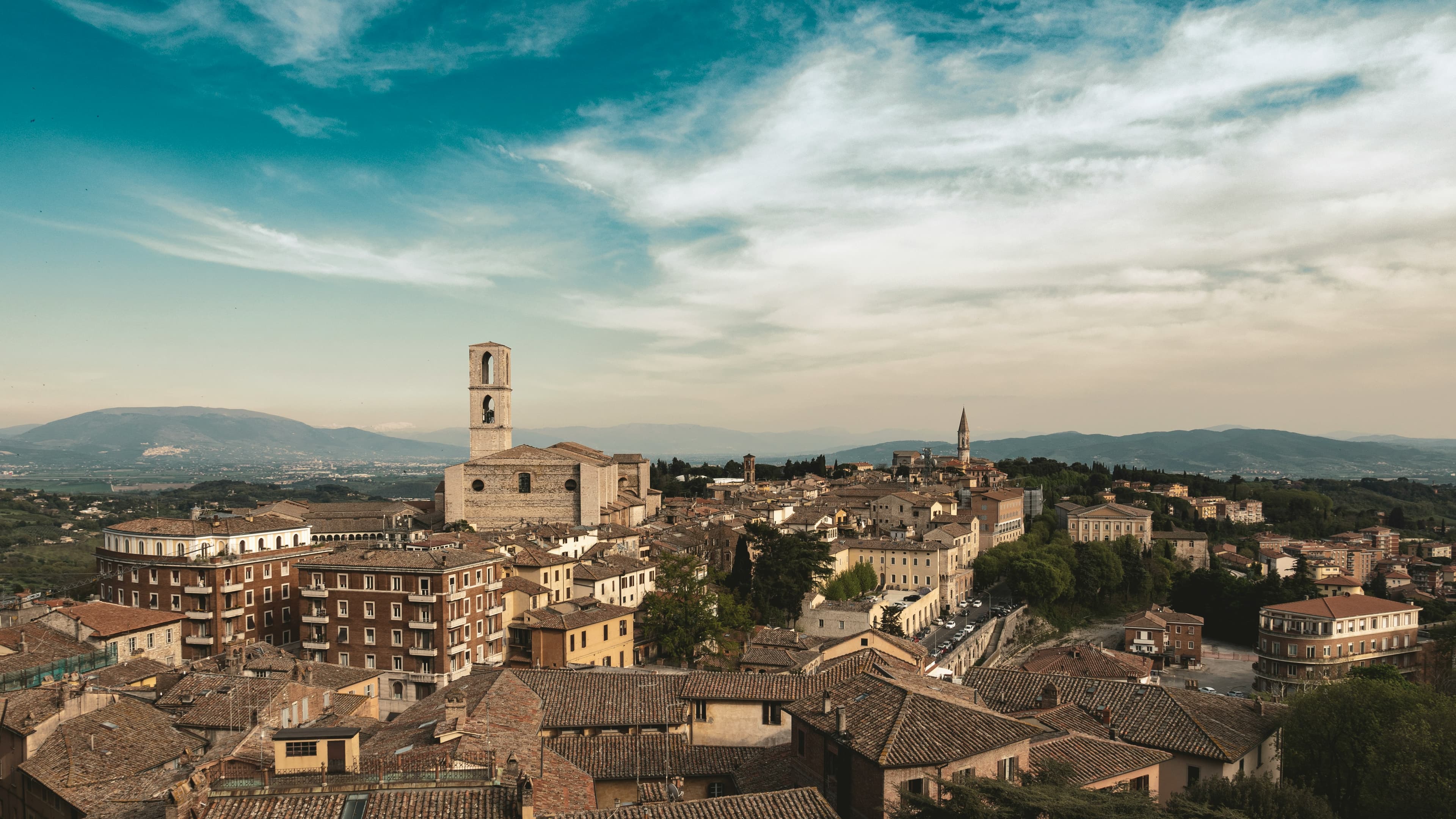 Perugia vista dall'alto, capoluogo dell'Umbria