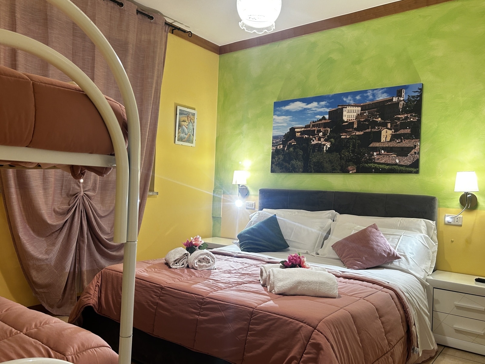 Camera da letto dell'appartamento Pesci, Agriturismo La Mora